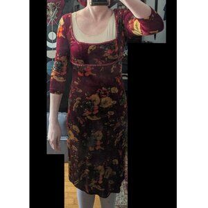 Vintage Betsey Johnson - Floral stretch velvet party dress - P